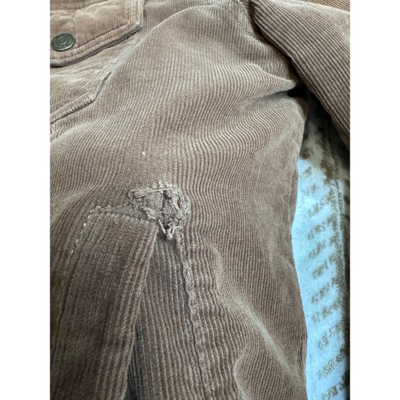 Guess Women's Sherpa Quilted Lined Corduroy Trucker Jacket Brown Large - Picture 10 of 10